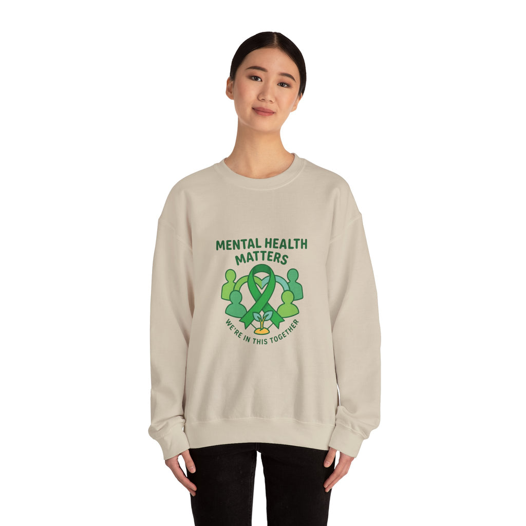 Mental Health Matters Sweatshirt | Wear Green awareness ribbon, be kind supportive